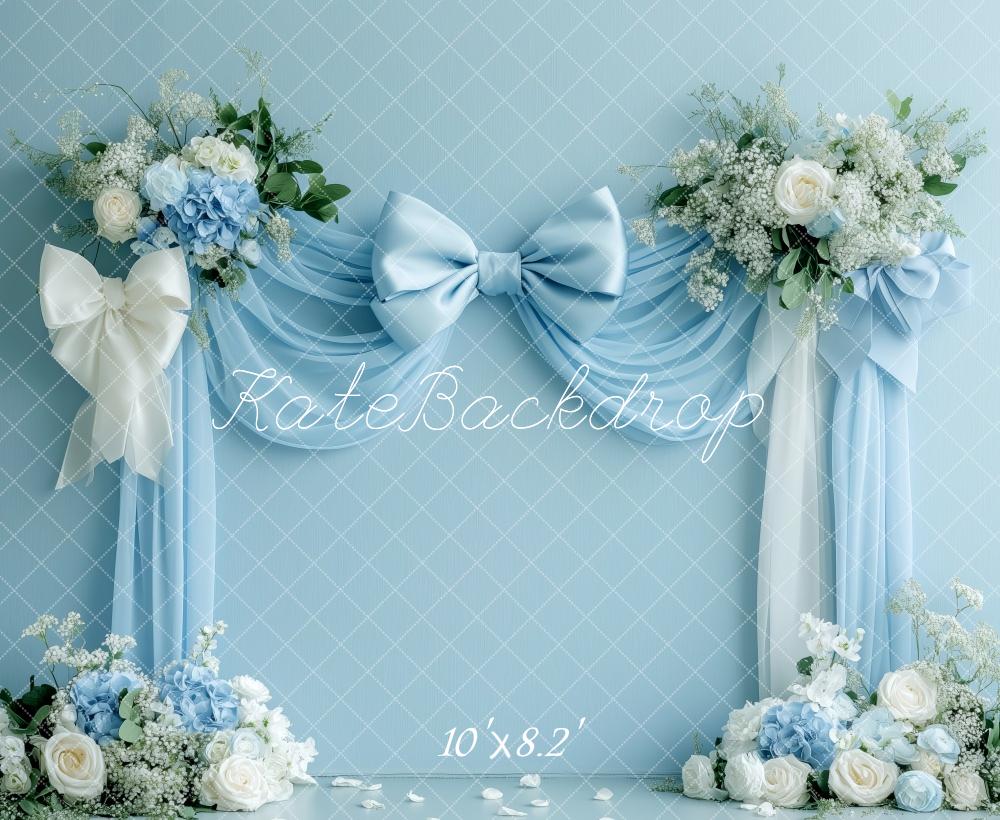 Kate Light Blue Bows Spring Backdrop Designed by Patty Roberts - Kate Backdrop AU