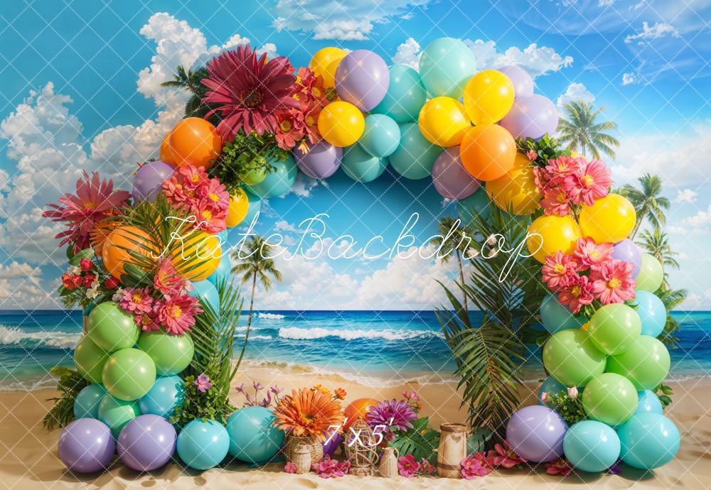 Kate Tropical Beach Balloon Arch Backdrop Designed by Emetselch - Kate Backdrop AU
