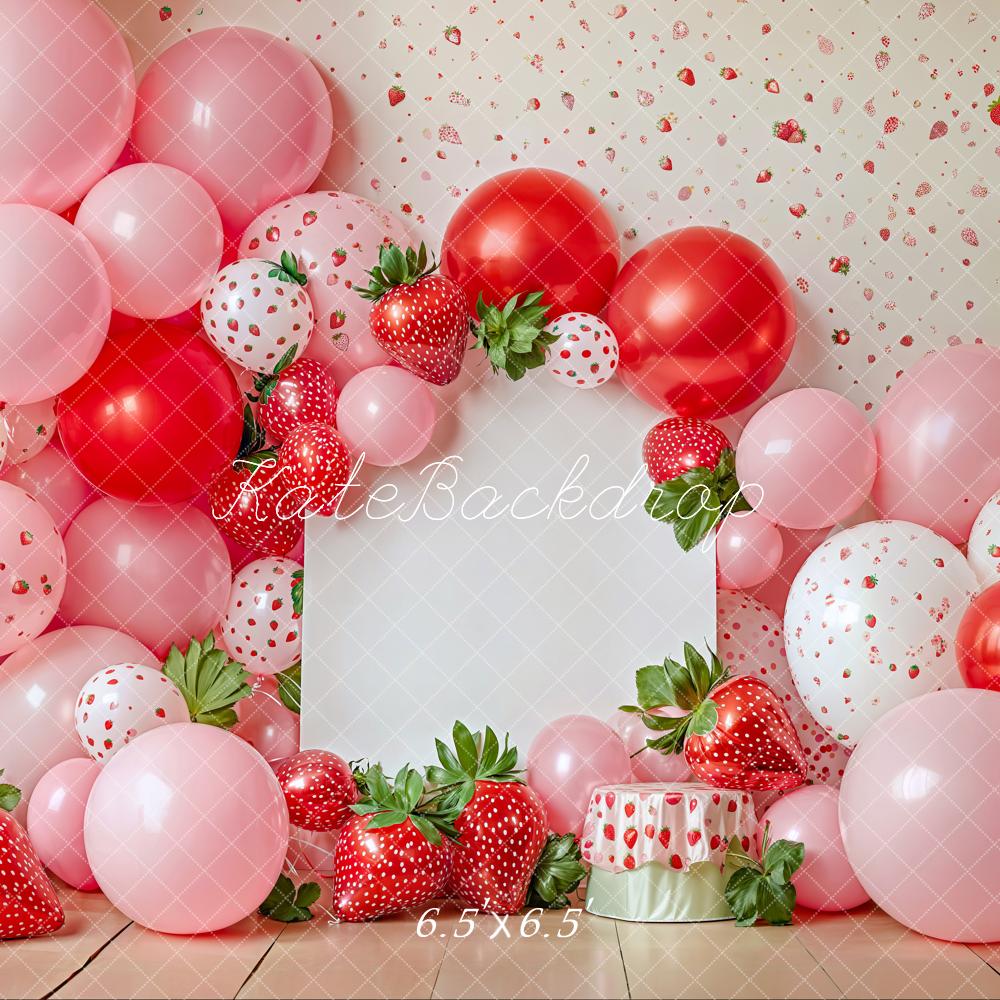 Kate Strawberry Balloon Birthday Party Backdrop Designed by Emetselch - Kate Backdrop AU
