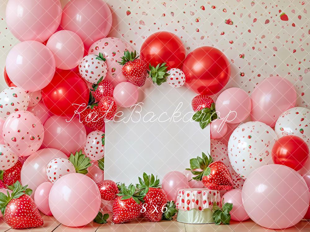 Kate Strawberry Balloon Birthday Party Backdrop Designed by Emetselch - Kate Backdrop AU