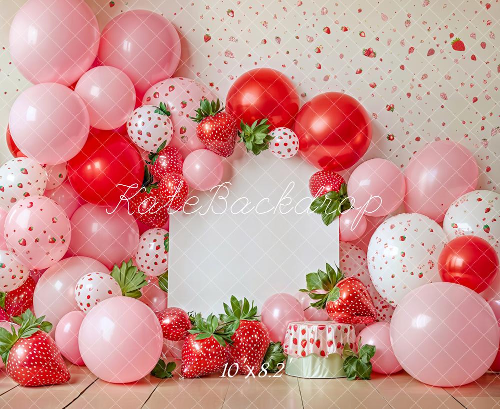 Kate Strawberry Balloon Birthday Party Backdrop Designed by Emetselch - Kate Backdrop AU