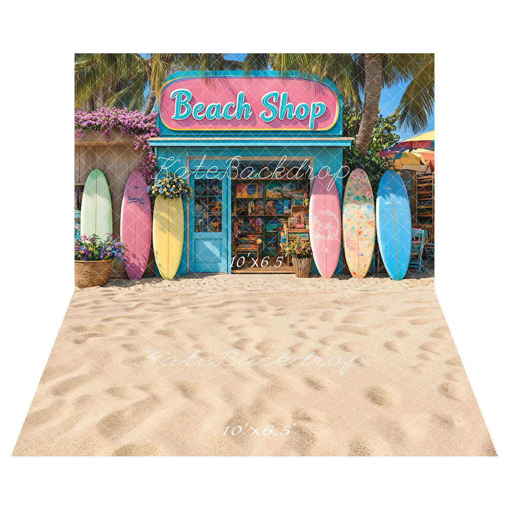 Kate Beach Shop Surfboard Backdrop+Sand Floor Backdrop for Photography - Kate Backdrop AU