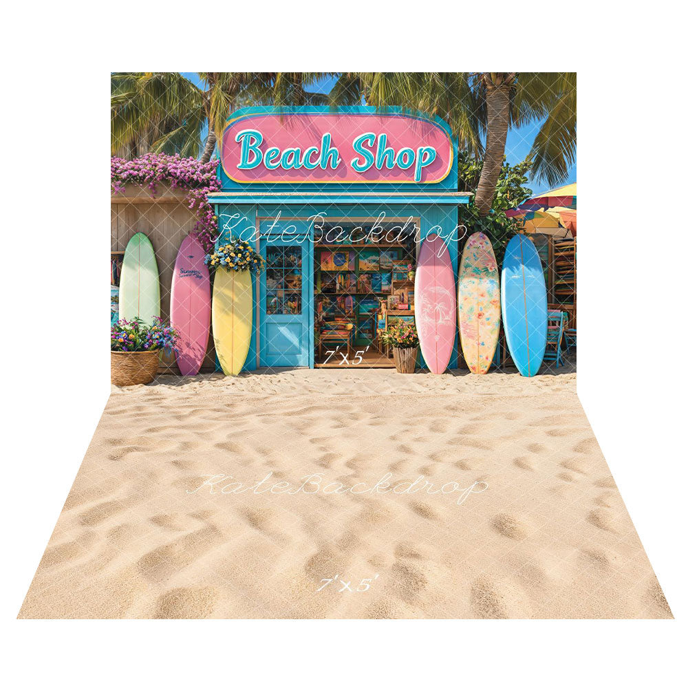 Kate Beach Shop Surfboard Backdrop+Sand Floor Backdrop for Photography - Kate Backdrop AU