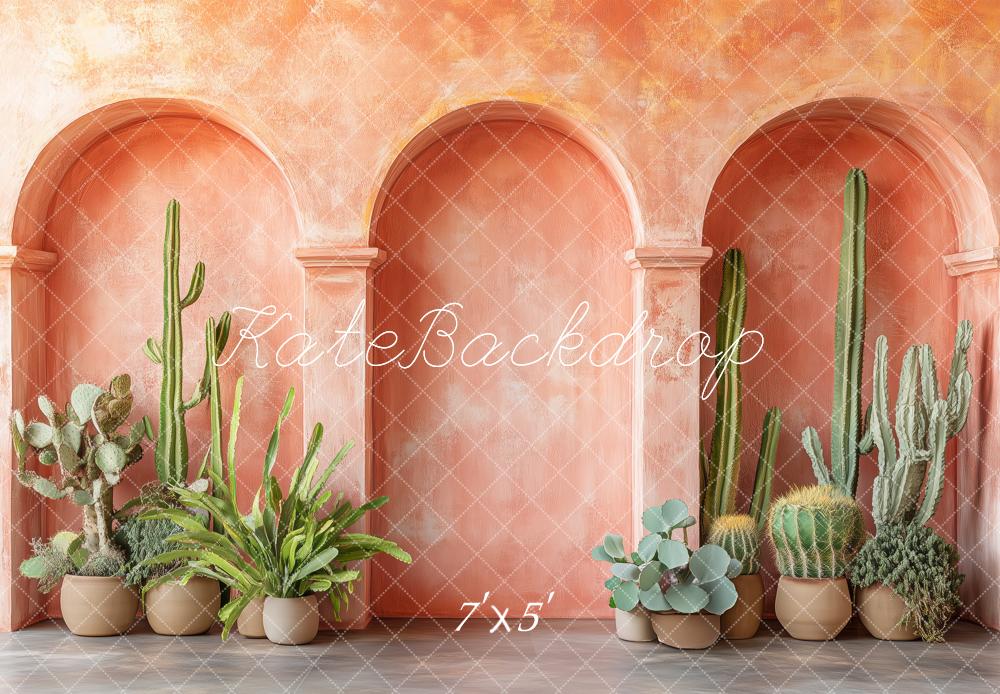 LONSALE Kate Warm Terracotta Archway Backdrop Potted Cactus Designed by Patty Roberts - Kate Backdrop AU