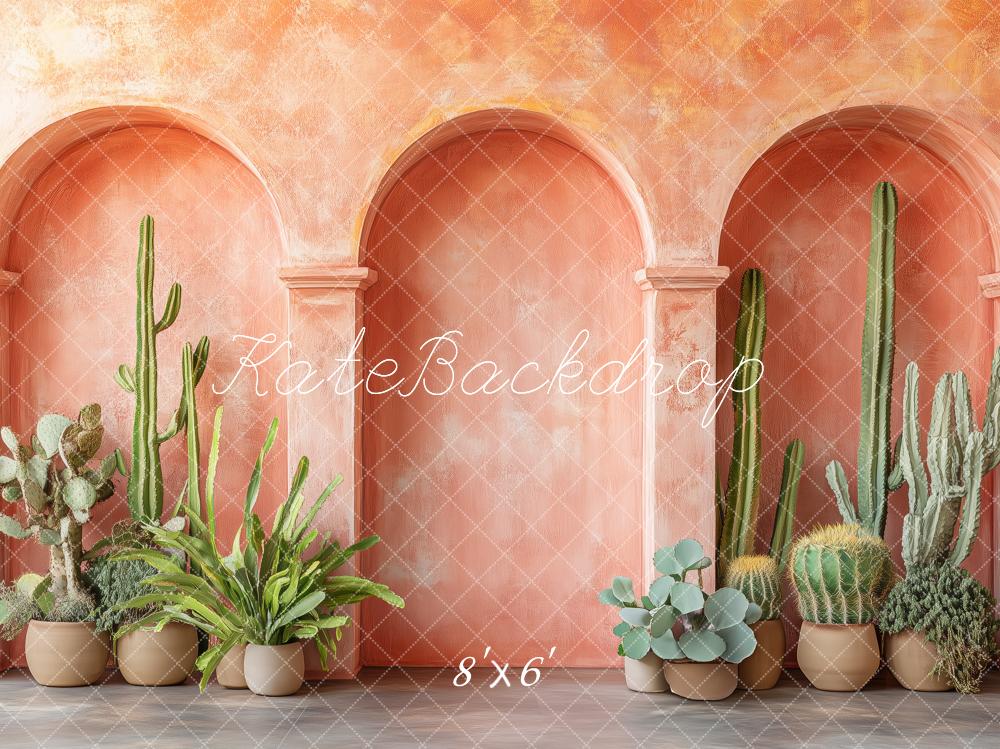 LONSALE Kate Warm Terracotta Archway Backdrop Potted Cactus Designed by Patty Roberts - Kate Backdrop AU