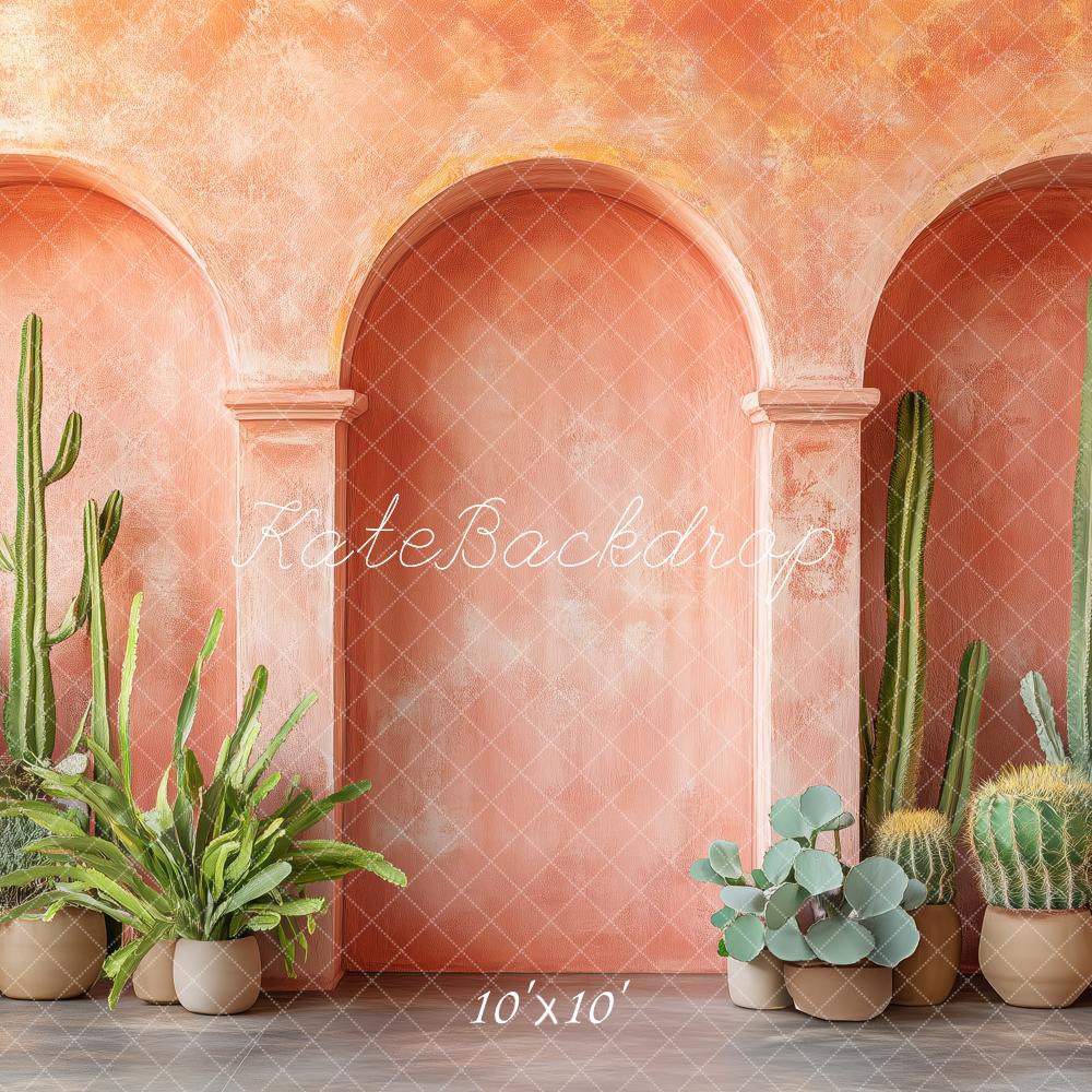 LONSALE Kate Warm Terracotta Archway Backdrop Potted Cactus Designed by Patty Roberts - Kate Backdrop AU