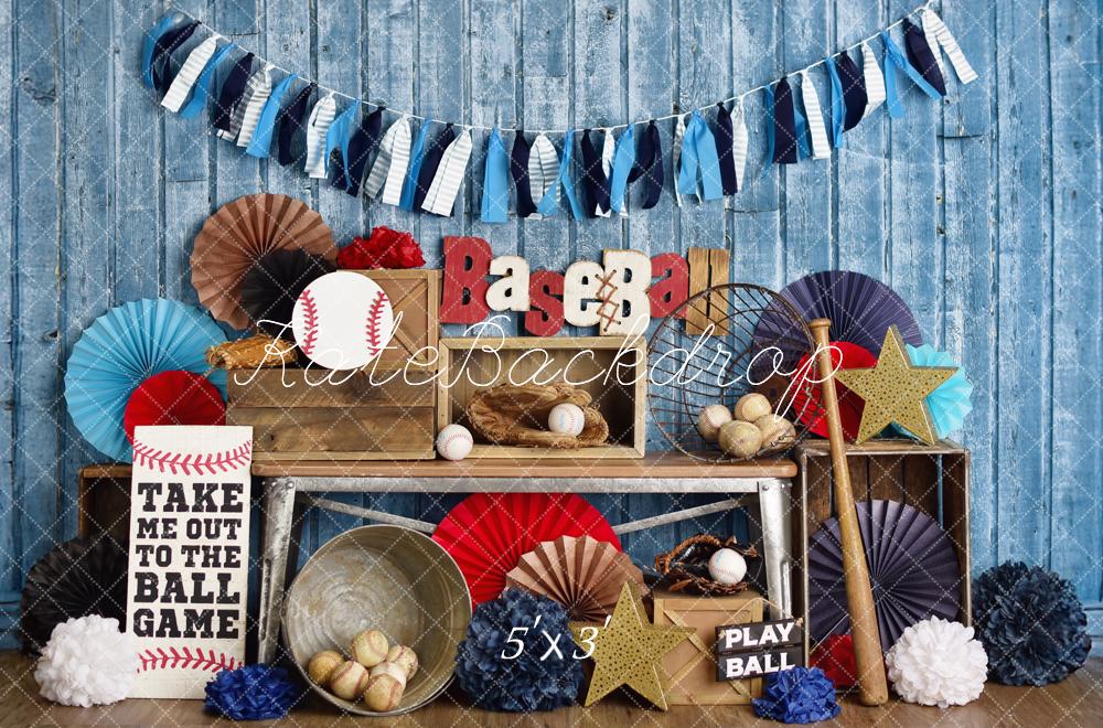 Kate Red Blue Baseball Backdrop Designed by Mandy Ringe Photography - Kate Backdrop AU
