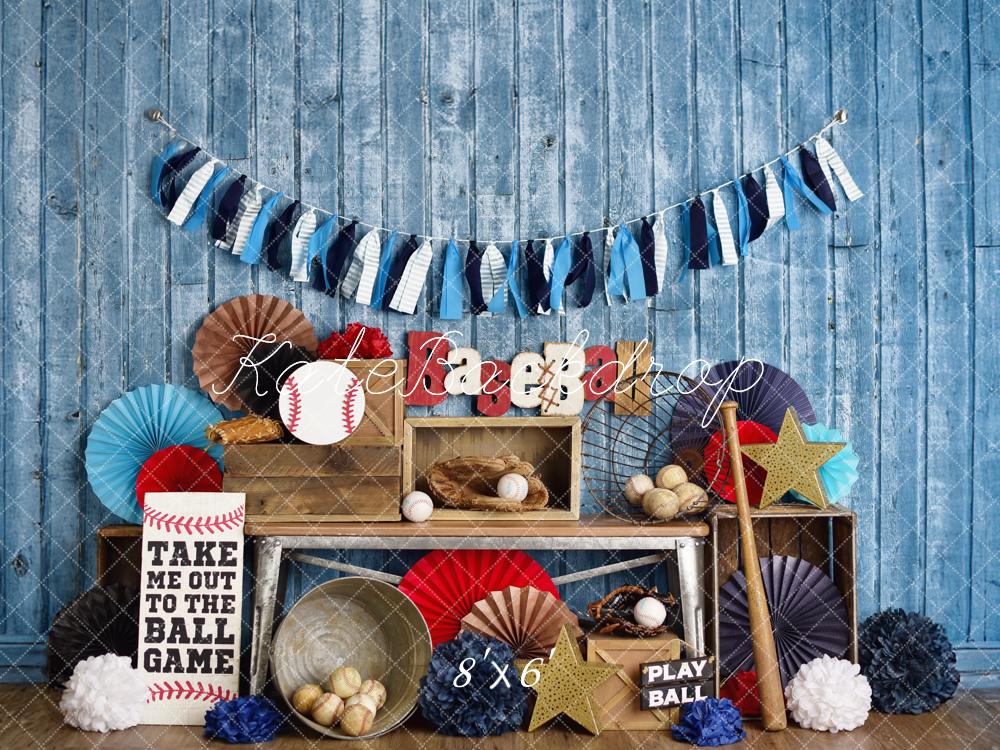 Kate Red Blue Baseball Backdrop Designed by Mandy Ringe Photography - Kate Backdrop AU