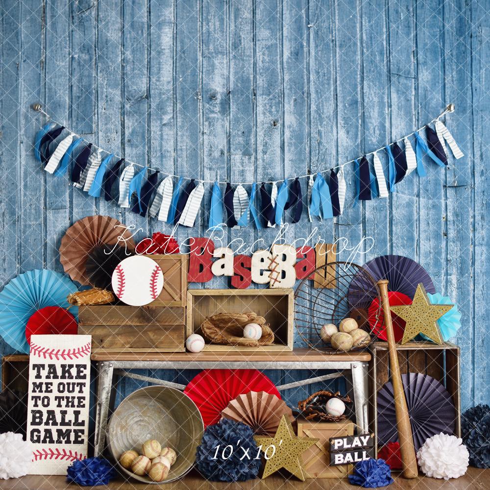 Kate Red Blue Baseball Backdrop Designed by Mandy Ringe Photography - Kate Backdrop AU