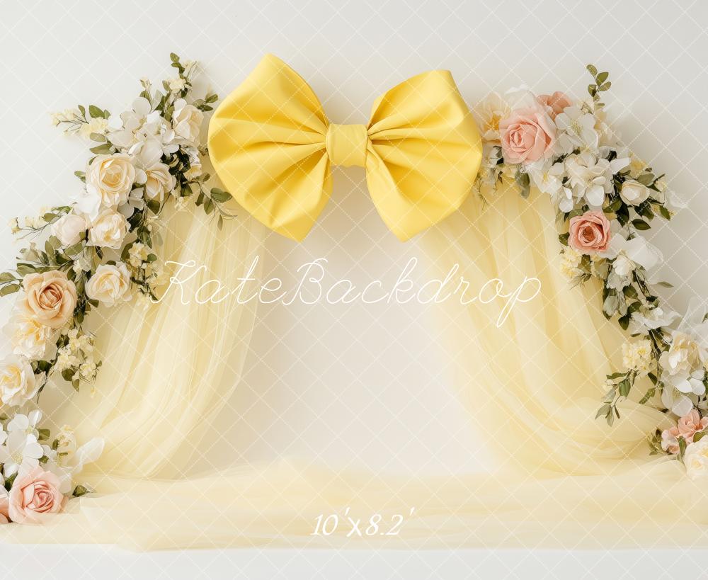 Kate Elegant Yellow Bow Backdrop Designed by Patty Roberts - Kate Backdrop AU