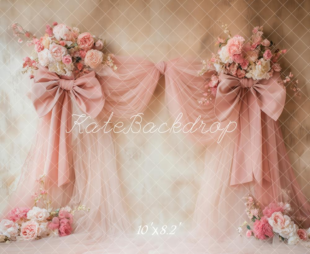 Kate Romantic Pink Bow Backdrop Designed by Patty Roberts - Kate Backdrop AU