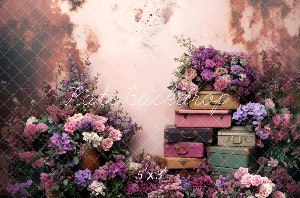 Kate Vintage Spring Suitcases Backdrop Designed by Patty Roberts - Kate Backdrop AU
