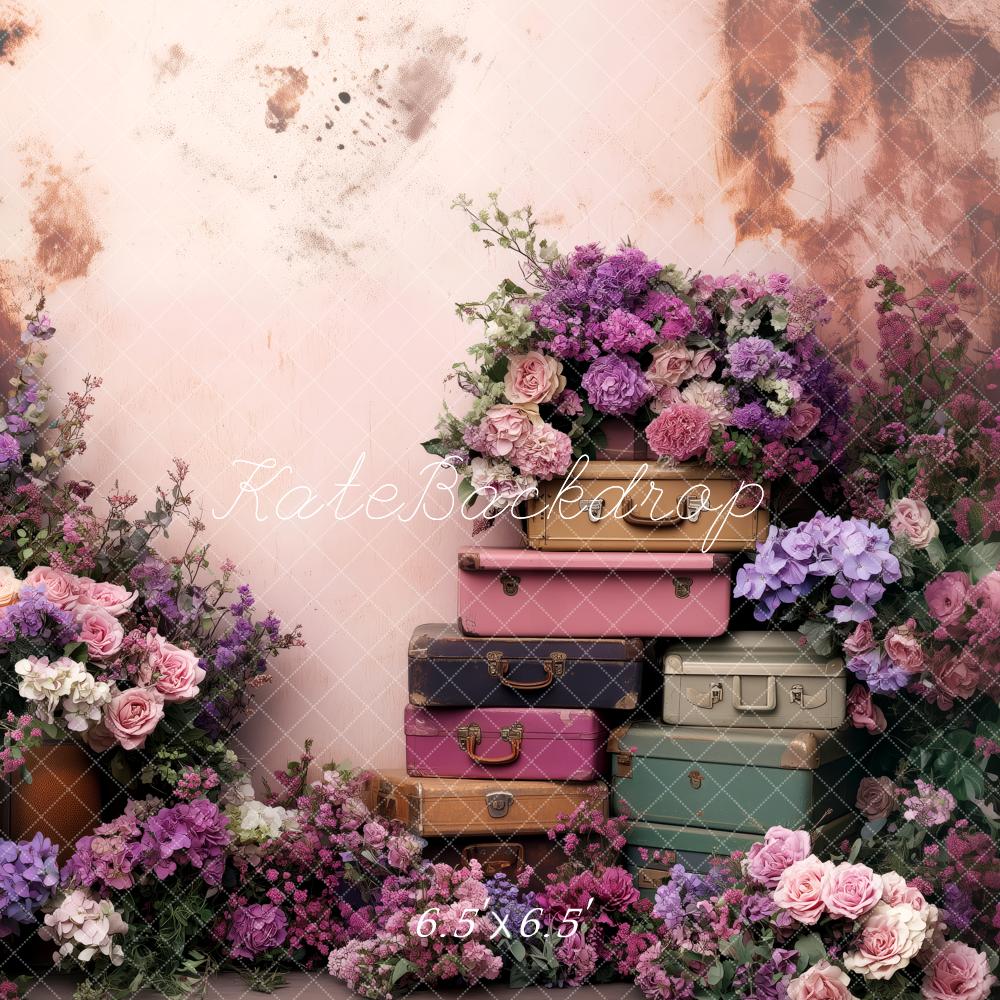 Kate Vintage Spring Suitcases Backdrop Designed by Patty Roberts - Kate Backdrop AU