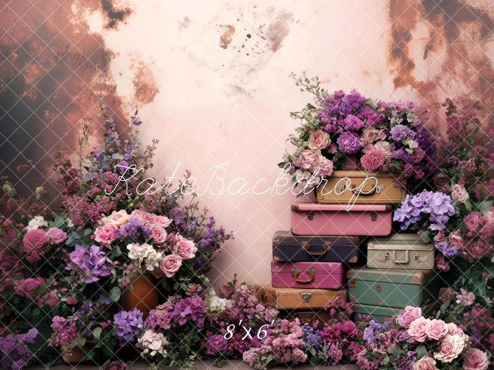 Kate Vintage Spring Suitcases Backdrop Designed by Patty Roberts - Kate Backdrop AU