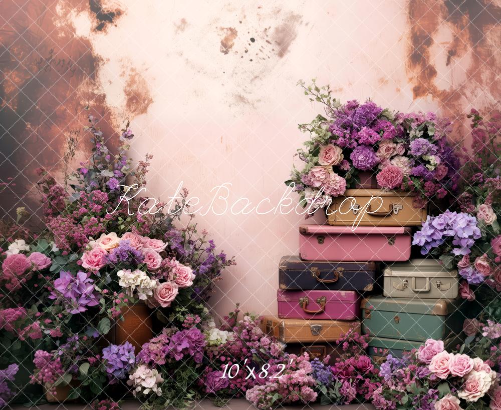 Kate Vintage Spring Suitcases Backdrop Designed by Patty Roberts - Kate Backdrop AU