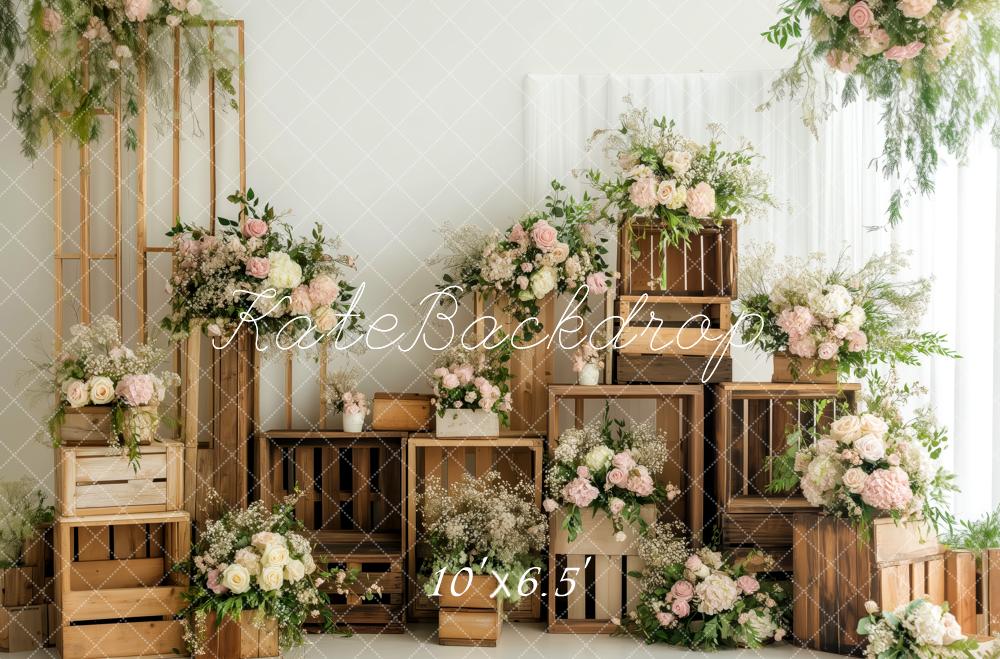 Kate Vintage Wooden Crates Spring Backdrop Designed by Patty Roberts - Kate Backdrop AU