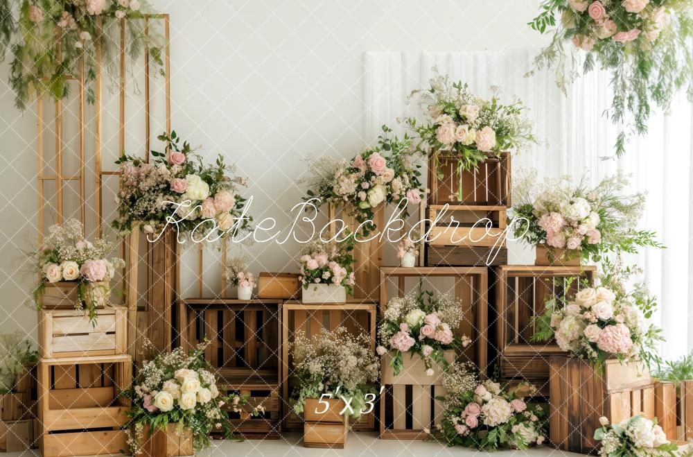 Kate Vintage Wooden Crates Spring Backdrop Designed by Patty Roberts - Kate Backdrop AU