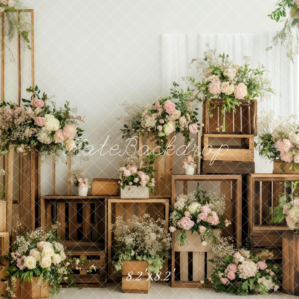 Kate Vintage Wooden Crates Spring Backdrop Designed by Patty Roberts - Kate Backdrop AU