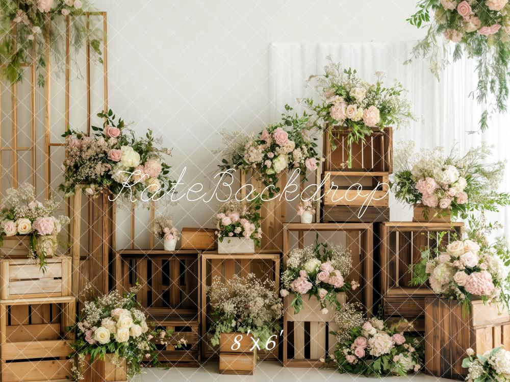 Kate Vintage Wooden Crates Spring Backdrop Designed by Patty Roberts - Kate Backdrop AU