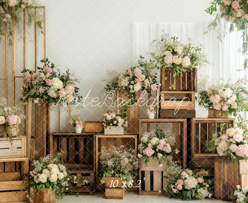 Kate Vintage Wooden Crates Spring Backdrop Designed by Patty Roberts - Kate Backdrop AU