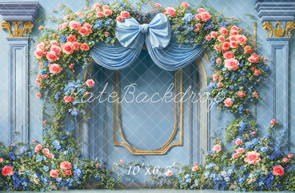 Kate Blue Spring Bow Backdrop Designed by Chain Photography - Kate Backdrop AU