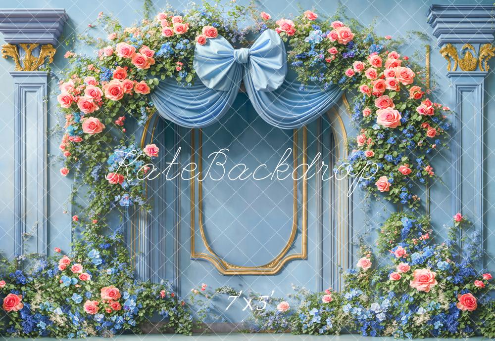 Kate Blue Spring Bow Backdrop Designed by Chain Photography - Kate Backdrop AU
