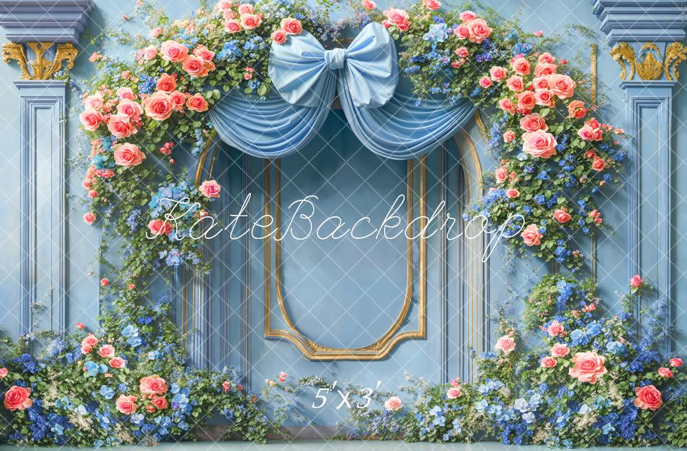 Kate Blue Spring Bow Backdrop Designed by Chain Photography - Kate Backdrop AU