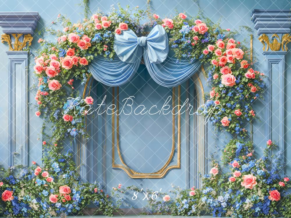 Kate Blue Spring Bow Backdrop Designed by Chain Photography - Kate Backdrop AU