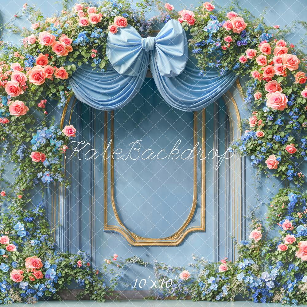 Kate Blue Spring Bow Backdrop Designed by Chain Photography - Kate Backdrop AU