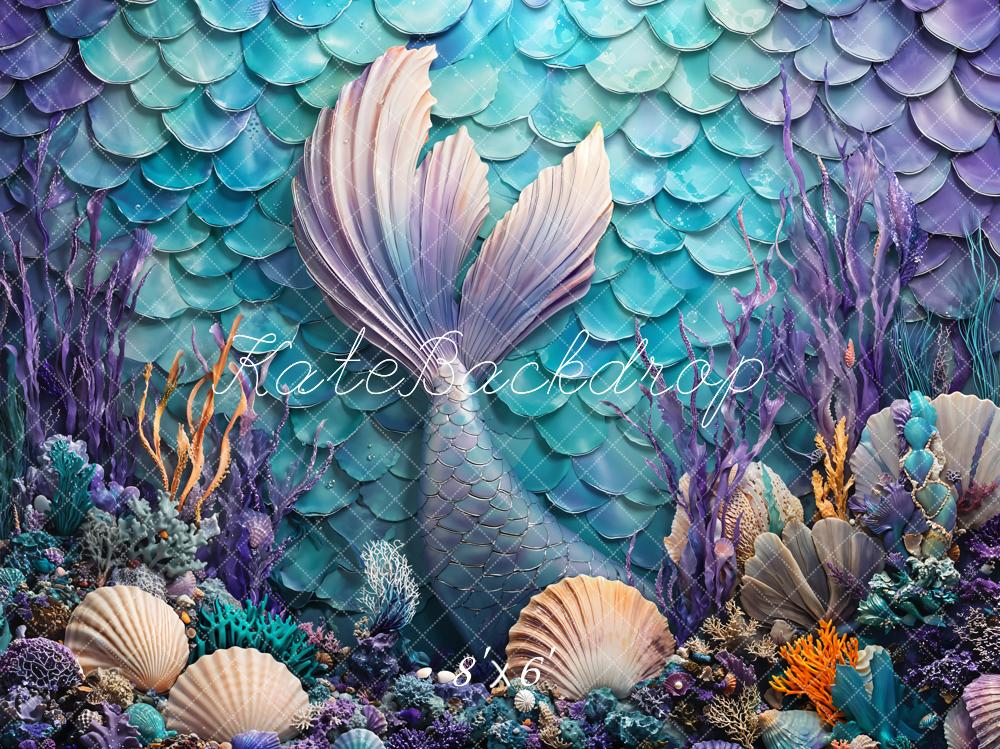 Kate Shell Mermaid Tail Backdrop Designed by Chain Photography - Kate Backdrop AU