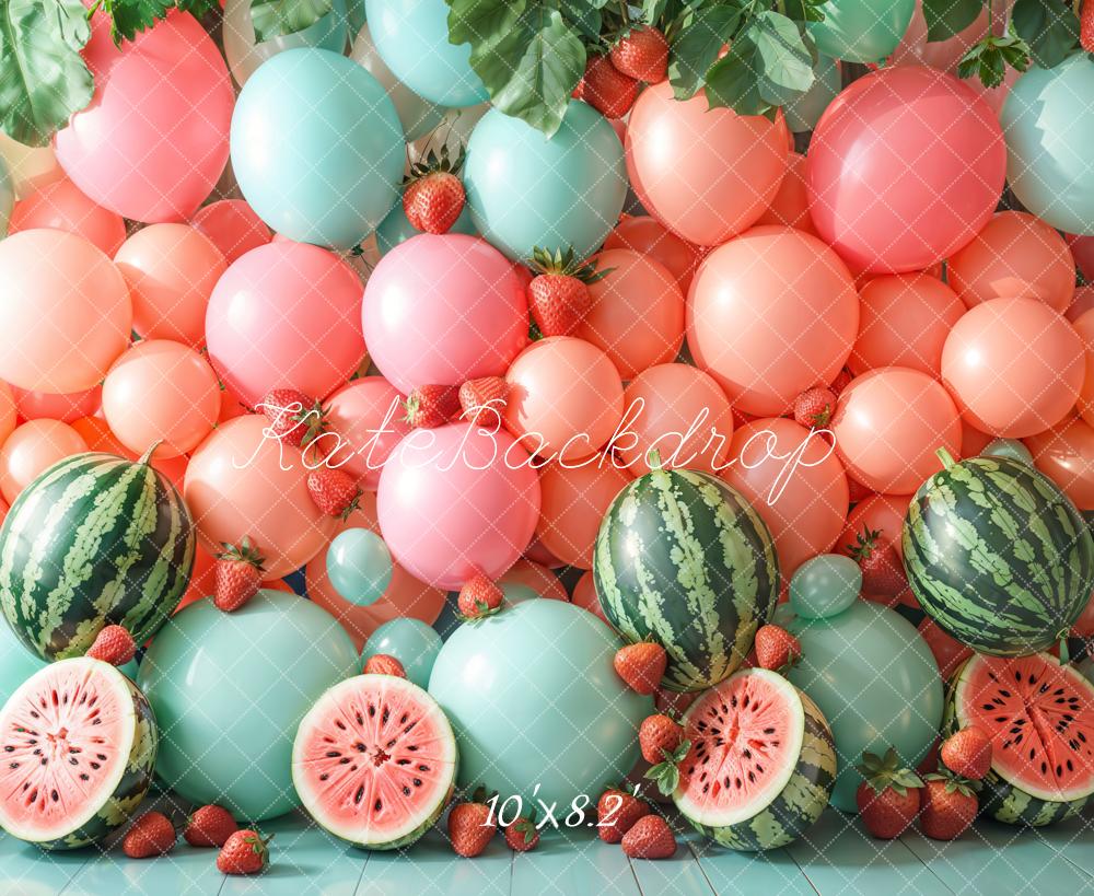 Kate Pink Balloon Watermelon Party Backdrop Birthday Designed by Emetselch - Kate Backdrop AU