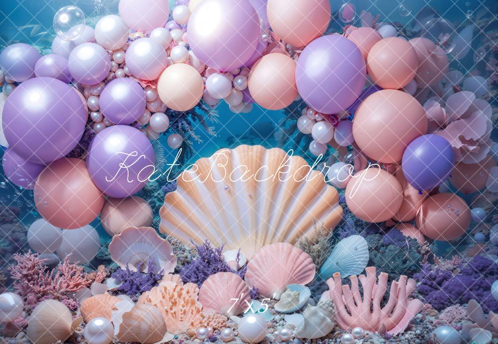 Kate Mermaid Cake Smash Underwater Seashell Backdrop Designed by Kate Image - Kate Backdrop AU