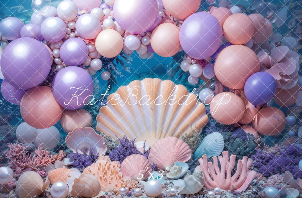 Kate Mermaid Cake Smash Underwater Seashell Backdrop Designed by Kate Image - Kate Backdrop AU