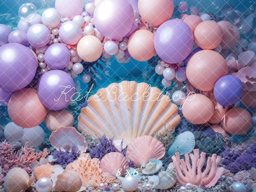 Kate Mermaid Cake Smash Underwater Seashell Backdrop Designed by Kate Image - Kate Backdrop AU