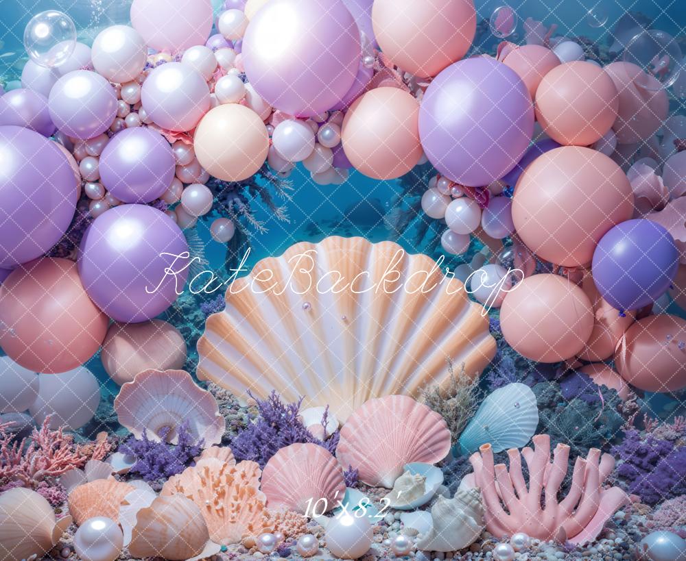 Kate Mermaid Cake Smash Underwater Seashell Backdrop Designed by Kate Image - Kate Backdrop AU