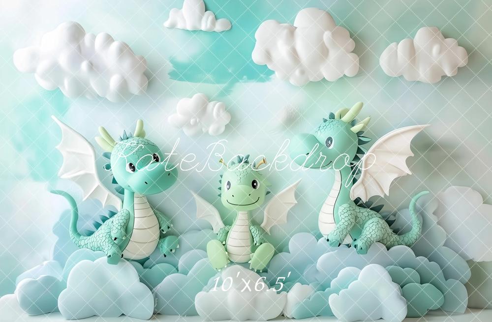 Kate Cute Dragons Backdrop Designed by Ashley Paul - Kate Backdrop AU