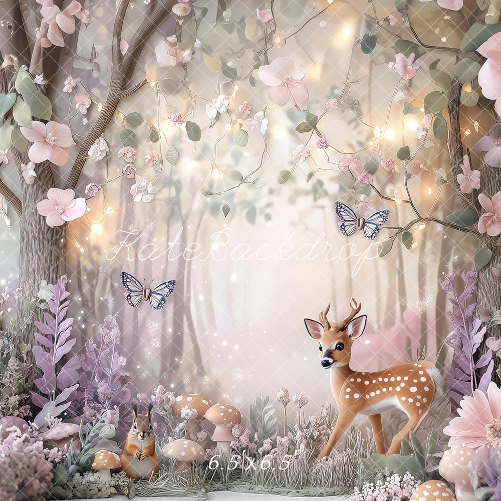 Kate Elf Forest Deer Backdrop Squirrel Mushroom Designed by Ashley Paul - Kate Backdrop AU