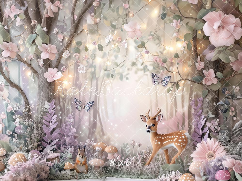 Kate Elf Forest Deer Backdrop Squirrel Mushroom Designed by Ashley Paul - Kate Backdrop AU