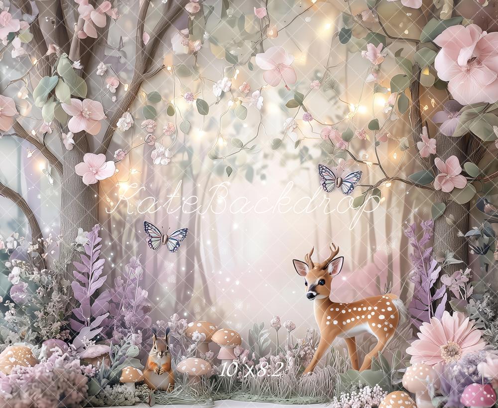 Kate Elf Forest Deer Backdrop Squirrel Mushroom Designed by Ashley Paul - Kate Backdrop AU