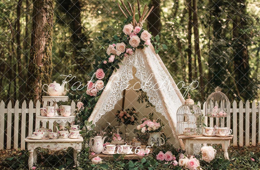 Kate Teapot Tree Before Forest Backdrop Designed by Ashley Paul