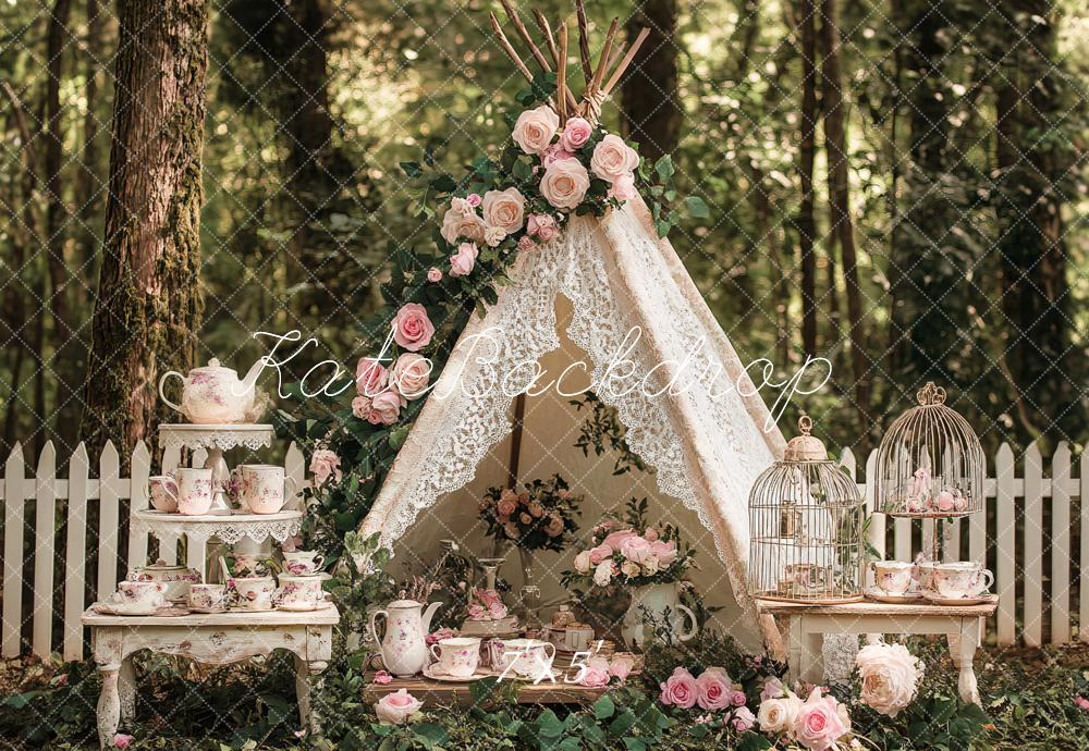 Kate Teapot Tree Before Forest Backdrop Designed by Ashley Paul
