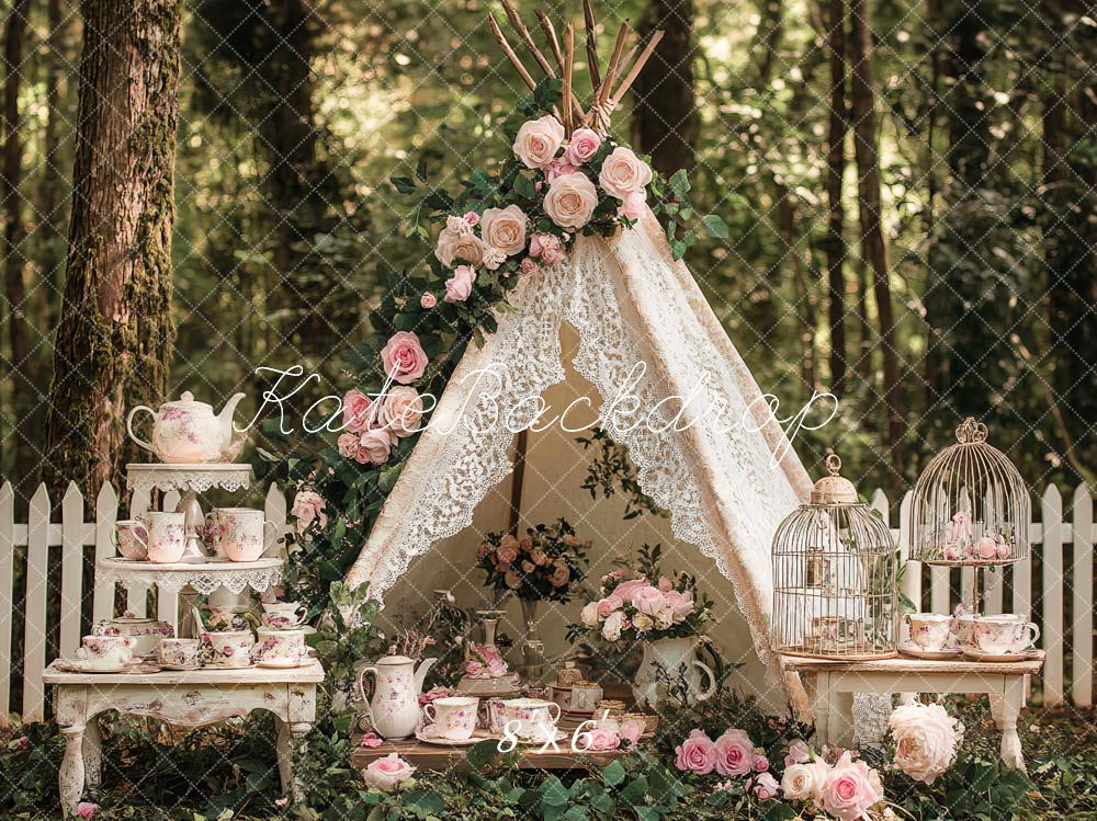 Kate Teapot Tree Before Forest Backdrop Designed by Ashley Paul