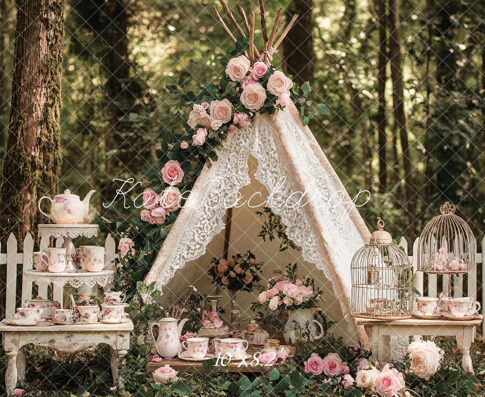 Kate Teapot Tree Before Forest Backdrop Designed by Ashley Paul