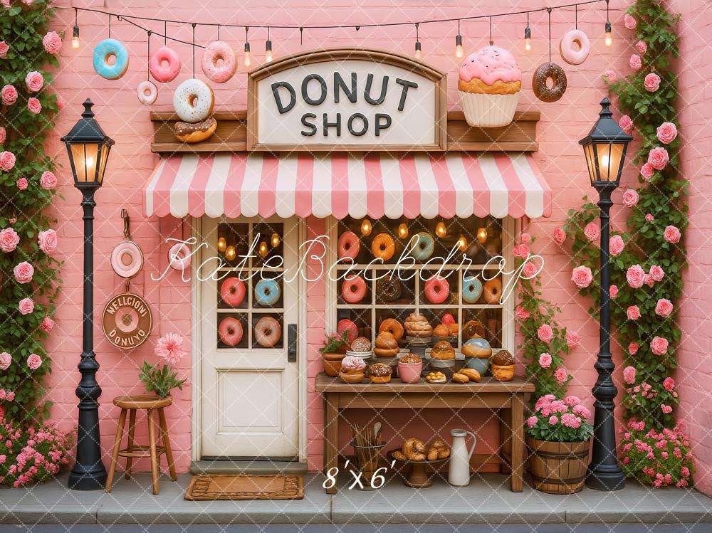 Kate Donut Shop Birthday Backdrop Designed by Ashley Paul - Kate Backdrop AU