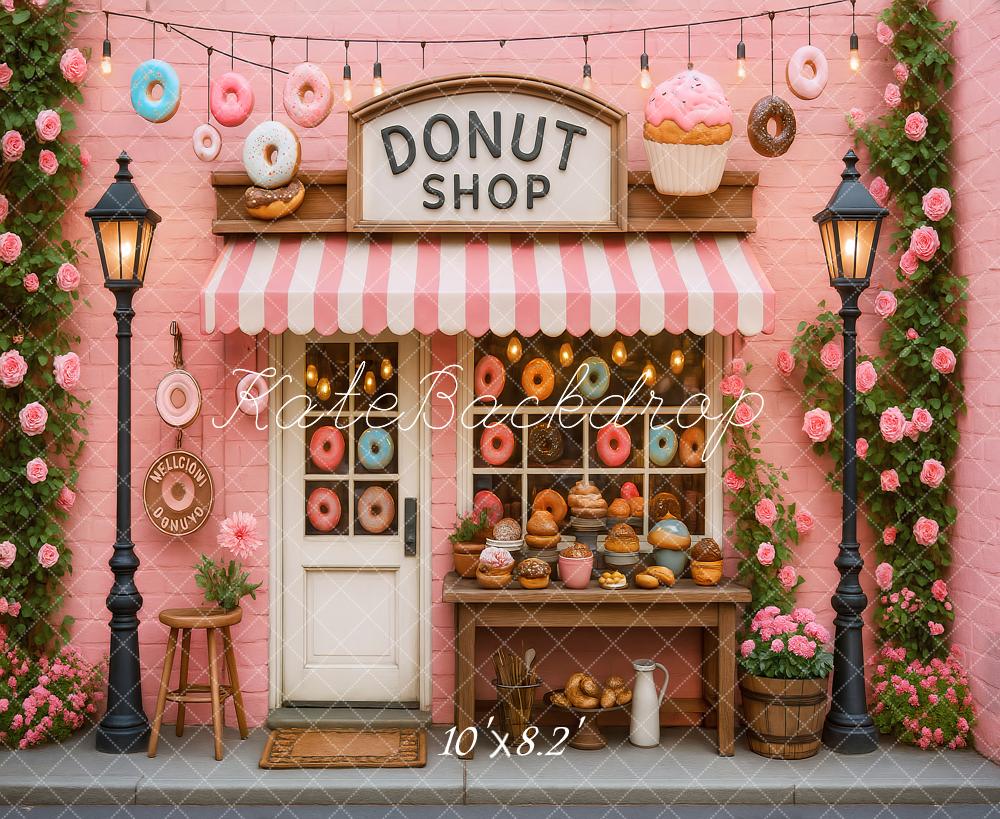 Kate Donut Shop Birthday Backdrop Designed by Ashley Paul - Kate Backdrop AU