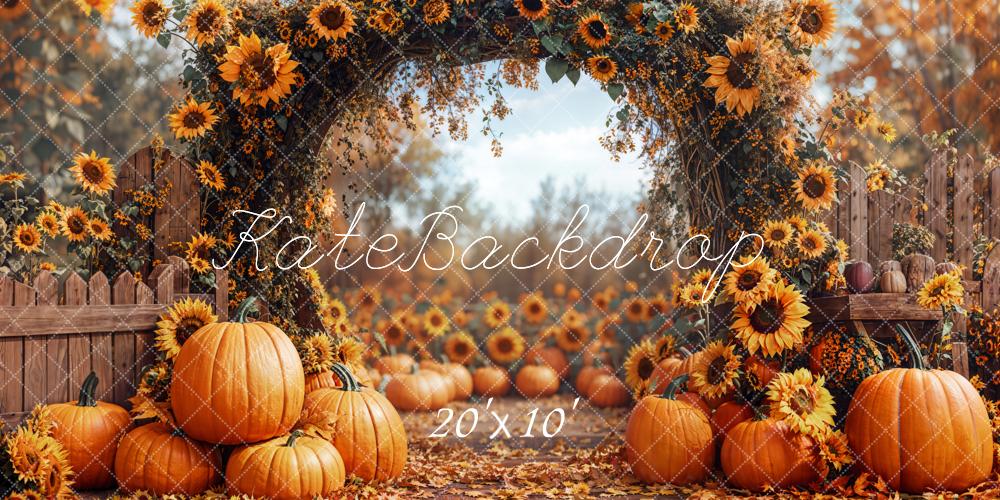LONSALE Kate Fall Pumpkin Sunflower Arch Backdrop Designed by Emetselch - Kate Backdrop AU