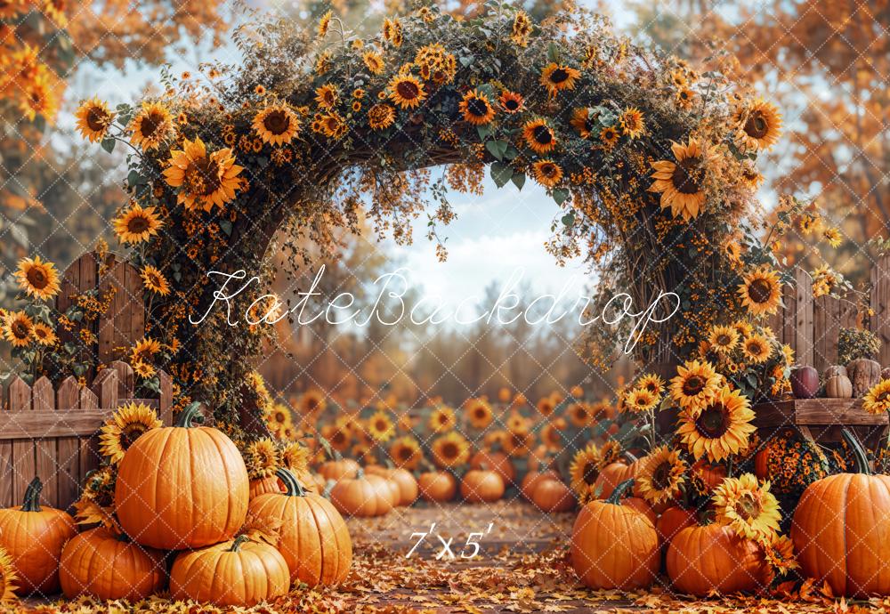 LONSALE Kate Fall Pumpkin Sunflower Arch Backdrop Designed by Emetselch - Kate Backdrop AU