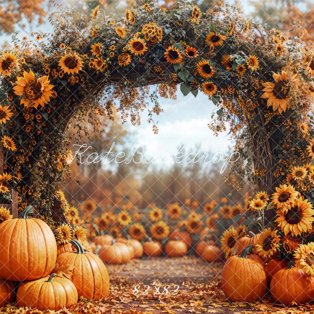 LONSALE Kate Fall Pumpkin Sunflower Arch Backdrop Designed by Emetselch - Kate Backdrop AU