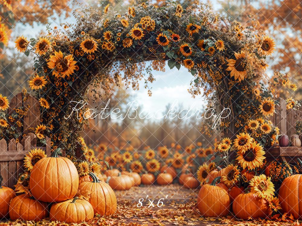 LONSALE Kate Fall Pumpkin Sunflower Arch Backdrop Designed by Emetselch - Kate Backdrop AU