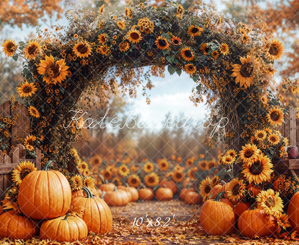 LONSALE Kate Fall Pumpkin Sunflower Arch Backdrop Designed by Emetselch - Kate Backdrop AU